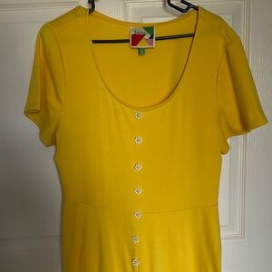 Yellow Button-Front Dress